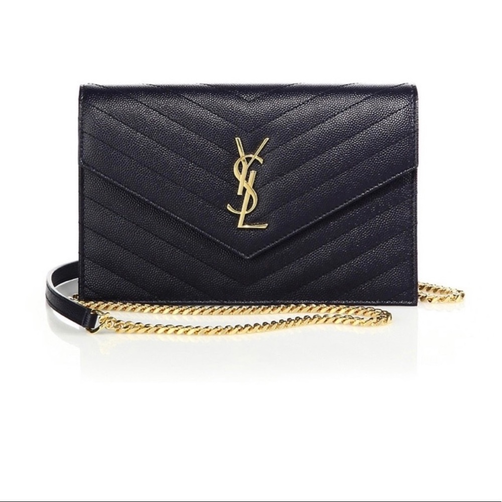YSL Envelope Wallet on Chain (gold chain removable)